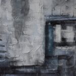 Cuadro abstracto HORMIGON gris azul con marco negro - Ultimas unidades