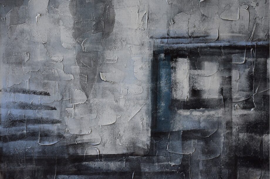 Cuadro abstracto HORMIGON gris azul con marco negro - Ultimas unidades