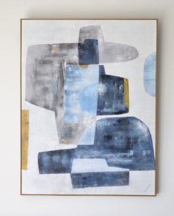 Cuadro abstracto SOMBRAS N1 en azules de marco madera