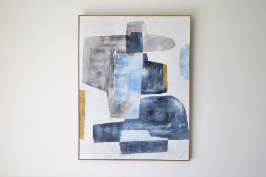 Cuadro abstracto SOMBRAS N1 en azules de marco madera