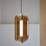 Lámpara MARMOL de techo colgante cristal ámbar con cable negro 7w Led Vp Interiorismo