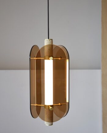 Lámpara MARMOL de techo colgante cristal ámbar con cable negro 7w Led Vp Interiorismo
