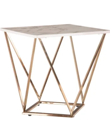 Mesa auxiliar dorada y tapa símil mármolm 56 x 56 x 56cm, 600086 Ixia. STOCK EN TIENDA