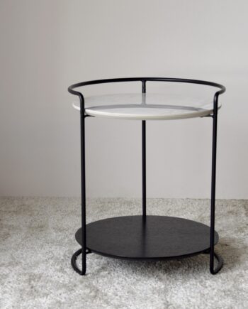 Mesa auxiliar N31 mármol cerámico y metal negro