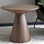 Mesa auxiliar redonda en nogal, 34AC652W Vp Interiorismo. 60 x 55 cm.