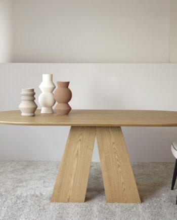 Mesa de comedor oval ELBA madera fresno natural