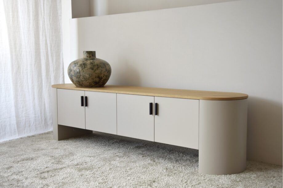 Mueble COLTEA gris arena y tapa roble con 4 puertas Vp Interiorismo