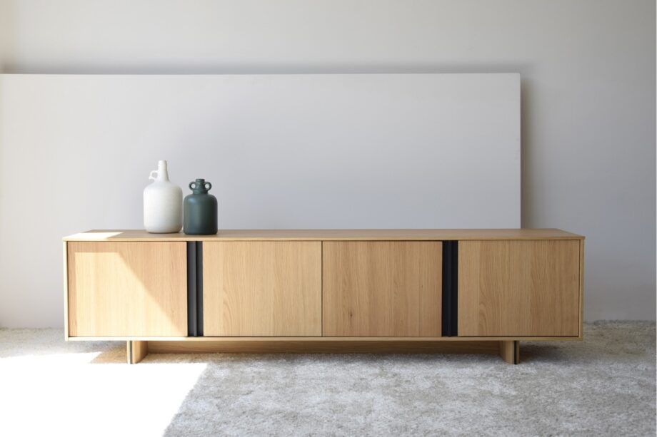 Mueble de TV roble natural y negro mate