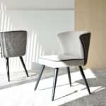 Set 2 Sillas comedor tejido príncipe de gales con patas de madera en negro mate