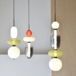 RACIMO: Lámpara de techo colgantes vidrio verde, 16W Led, 34MR23002 Vp Interiorismo.