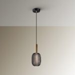 Colgante individual MICRON oro y malla negra con 5w Led