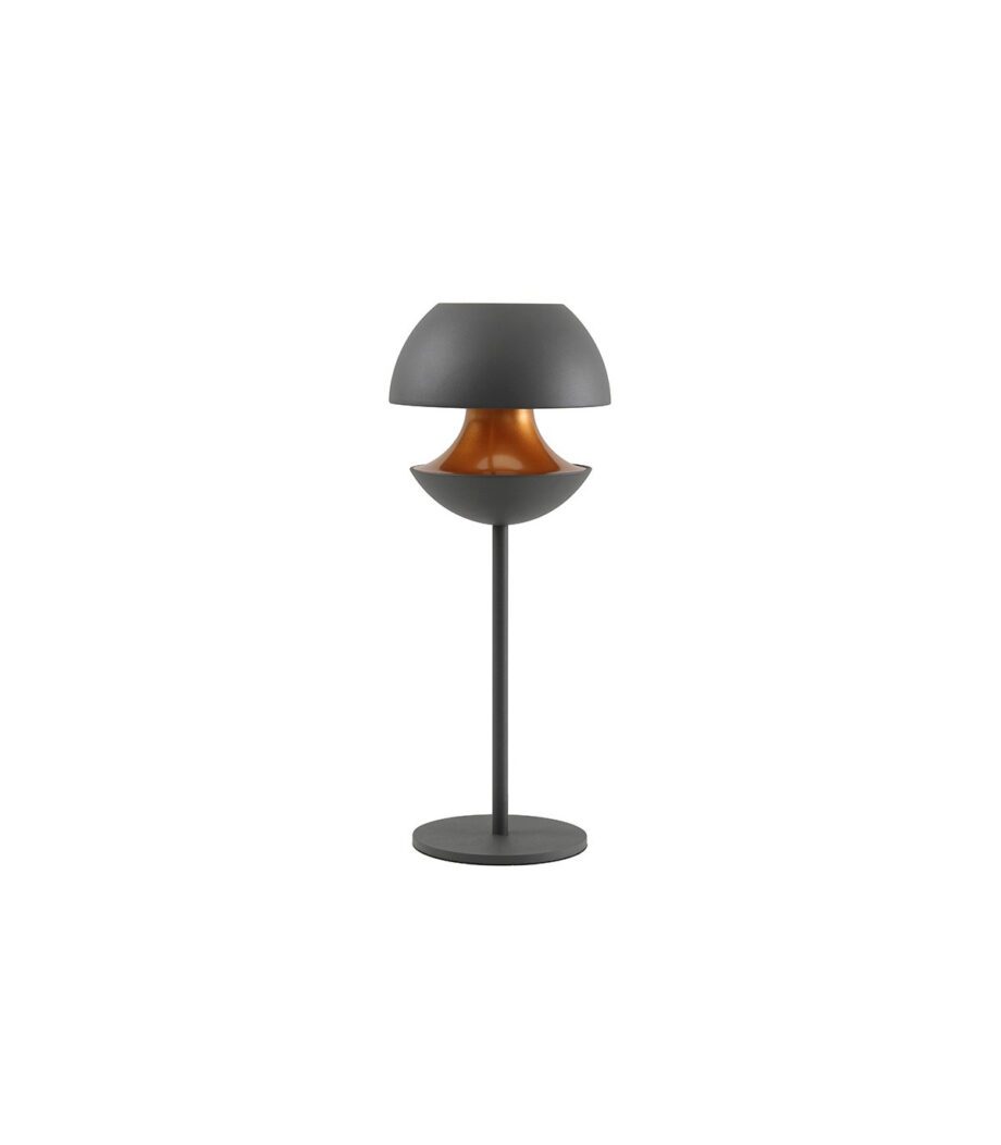 Lámpara sobremesa original redonda negra interior oro F Bright
