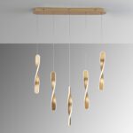 Lámpara en línea TWIST de 5 luces colgantes Oro cepillado con 50W Led Schuller