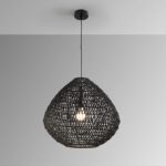 MAON - Lámpara papel trenzado negro con bombilla E27 Led