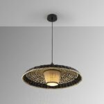 Lámpara FIJI papel trenzado negro y natural con bombilla E27 Led Schuller