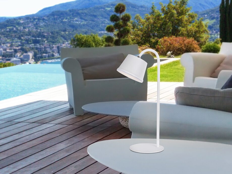 CUCO: Lámpara sobremesa Led blanco, batería recargable 3W y accesorios,  Ip54, 498276 Schuller. STOCK EN TIENDA