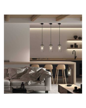 TRIEL PL - Colgante negro y dorado con cristal transparente