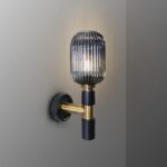 Aplique de pared NORMA negro y dorado con tulipa cristal smoke Schuller