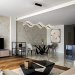 Lámpara en línea OLAS negro y metacrilato moldeado de 40W Led con CCT dimable