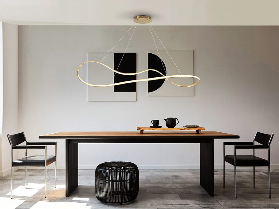 Lámpara LIA grande en pan de oro con 37W Led con CCT y dimable