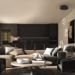 Lámpara ILIADA de 3 luces colgantes con base redonda negra con detalle en oro brillo