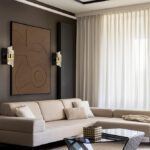Aplique de pared ILIADA de base negra con detalle en oro brillo con 7W Led