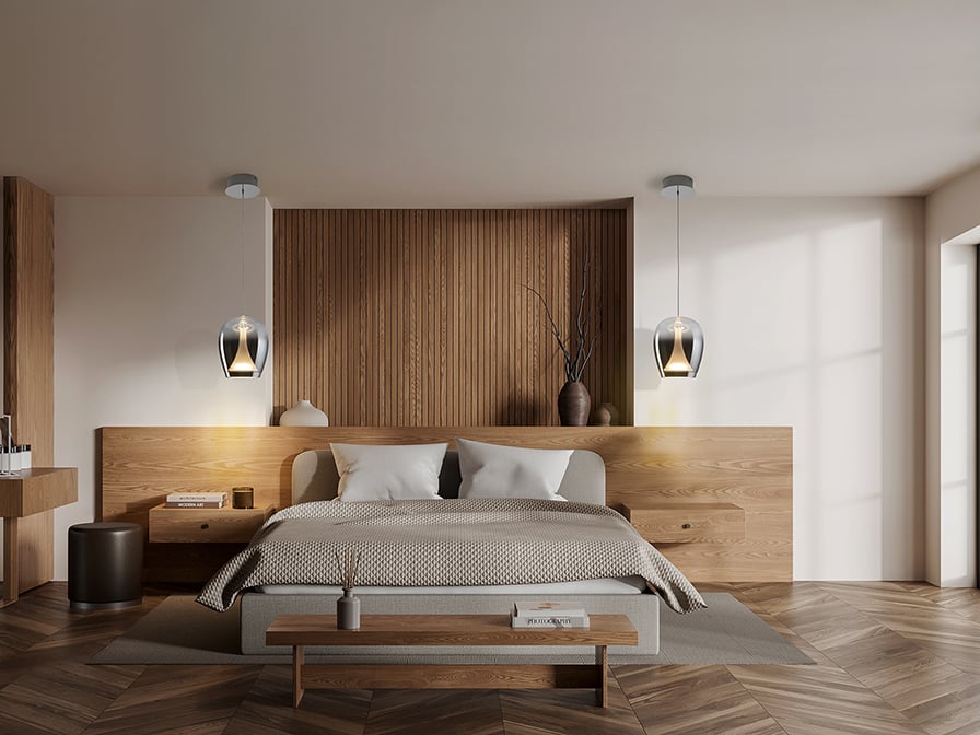 Colgante individual SUSPIRO cromo y cristal smoke de 15W Led integrado Schuller