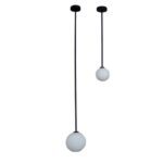 LINEAL: Colgante individual colgante rígido corto negro con esfera de cristal para bombilla G9 Led, 1105 FOKOBU. 14cm x 72cm altura.