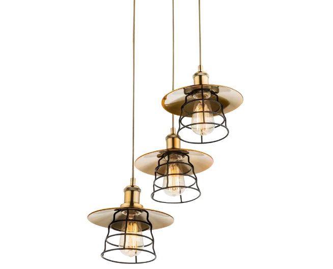 Lámpara VIEJO cuero de tres colgantes con bombillas E27