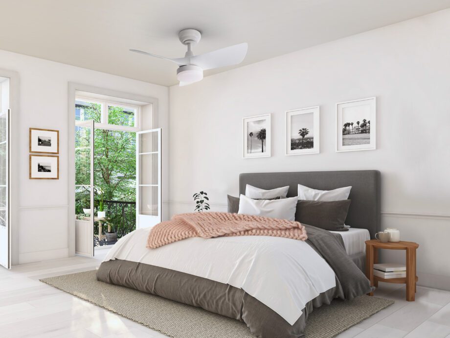 Ventilador TROPIC blanco aspas dimable en intensidad y CCT Schuller