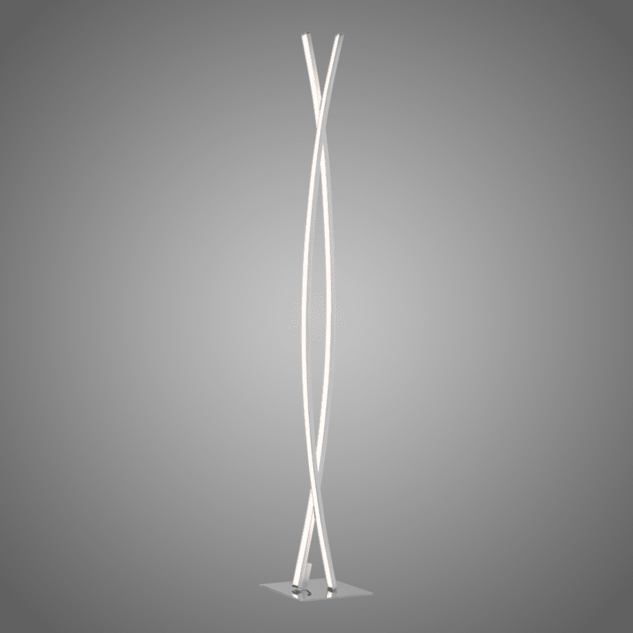 Lámpara de pie BROOKLYN salón aluminio cepillado y base cromo 24W Luz Neutra Acontract
