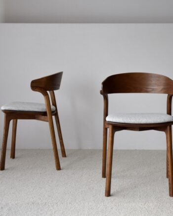 Set de dos sillas comedor EMMA madera fresno marrón y gris