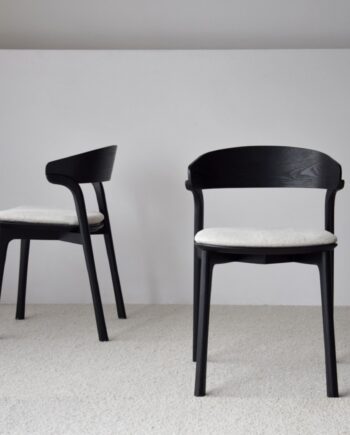 Set de dos sillas comedor EMMA madera fresno negro y beige