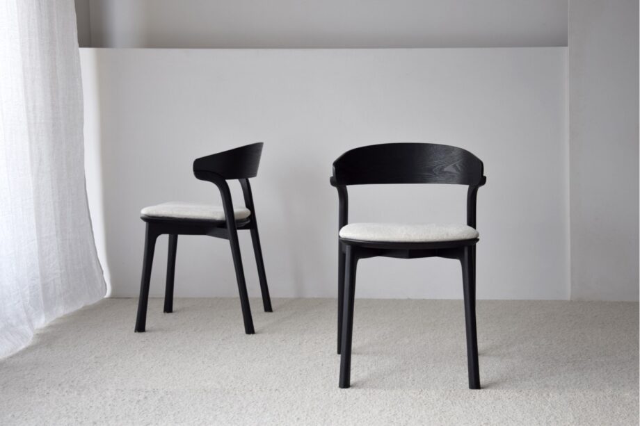 Set de dos sillas comedor EMMA madera fresno negro y beige