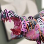 Figura HIPPO de hipopótamo multicolores grafiti Schuller