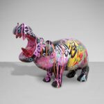 Figura HIPPO de hipopótamo multicolores grafiti Schuller