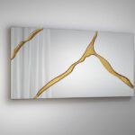 Espejo rectangular SURCOS grande en piezas con uniones en pan de oro Schuller