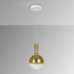Colgante individual MATICES de esfera de cristal en oro y blanco 4W Led