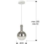 Colgante individual MATICES esfera de cristal en plata y blanco 4W Led