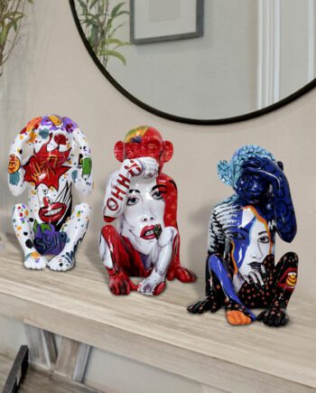 MONOS SABIOS - Set de 3 figuras de colores grafiti