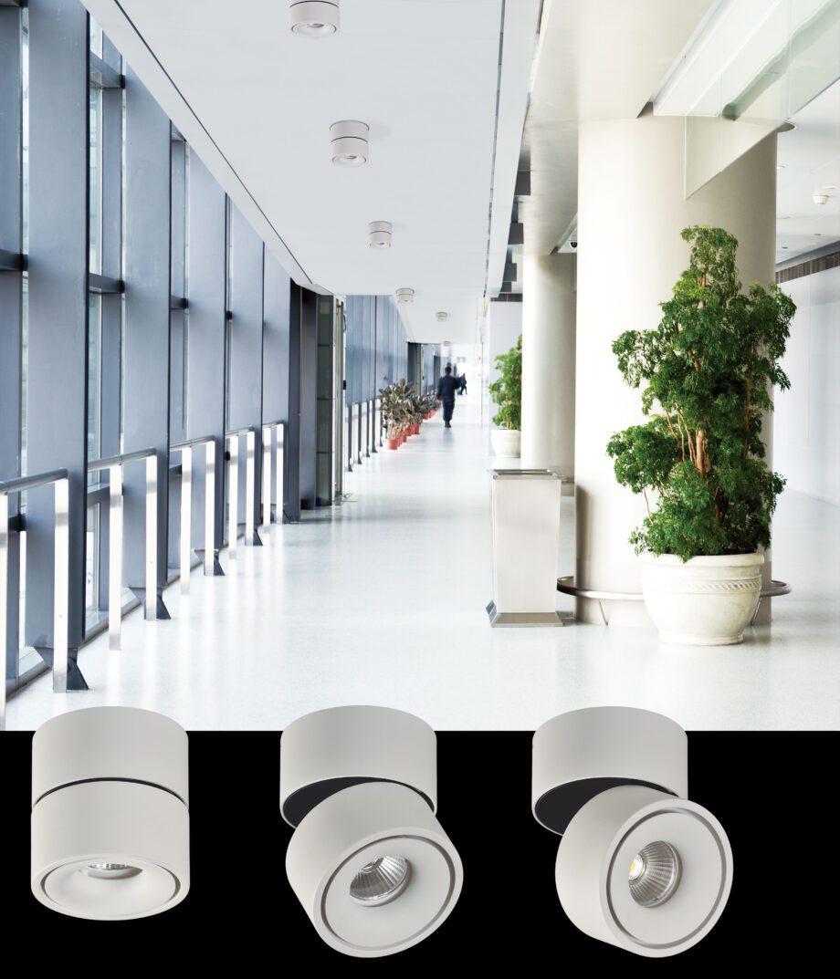 APEX: Aro empotrable orientable blanco texturado 13W Led Cob luz cálida 3k.  P353810B Acb Iluminación. 10cm.
