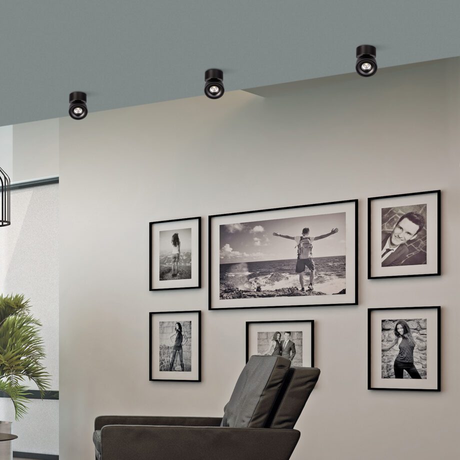 Plafón APEX de foco orientable negro con 13w Led luz cálida ACB Iluminación