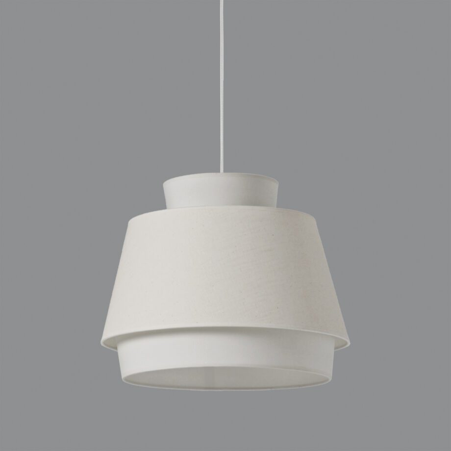 Colgante de pantalla ASPEN lino beige y blanco 45cm con cable blanco ACB Iluminación