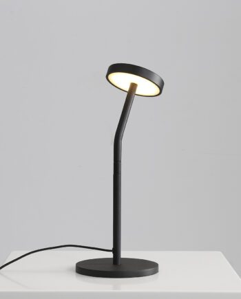 CORVUS: Lámpara sobremesa de base redonda negra, 4,2w Led luz cálida 3k, S3945000N Acb Iluminación. 35,5cm altura.
