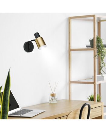 Aplique de pared MAENA orientable negro y dorado para bombilla E14