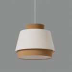 Colgante de pantalla ASPEN lino beige y arena 45cm con cable blanco ACB Iluminación