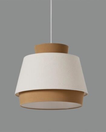 Colgante de pantalla ASPEN lino beige y arena 45cm con cable blanco ACB Iluminación