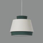 Lámpara ASPEN de pantalla lino beige y verde con cable blanco
