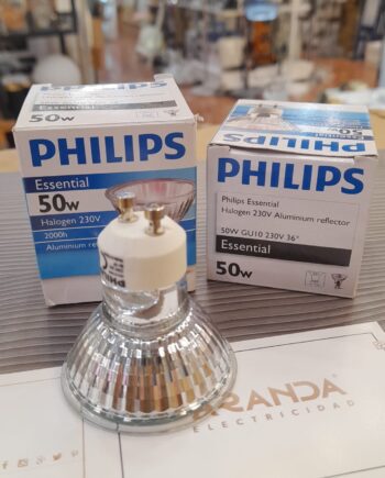 Bombilla halógena dicroica Gu10 50w 230v 36º Flood, 88769 Philips. STOCK EN TIENDA