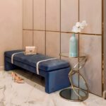 Mesa auxiliar AROS en oro brillante y doble espejo Ø45 Schuller
